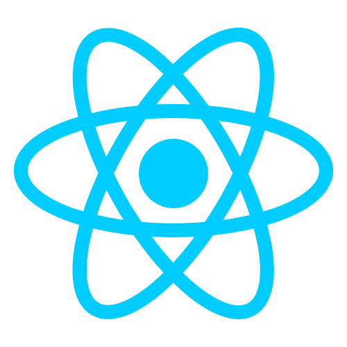 logo de la technologie React: Framework très populaire dans le développement d'applications web moderne. Permet de créer des applications complexe en conservant de grandes performances.